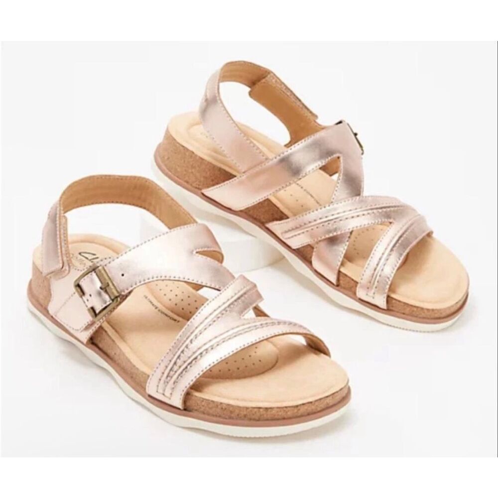 Clarks Women Adjustable Sandals Brynn Step rose gold size 6.5